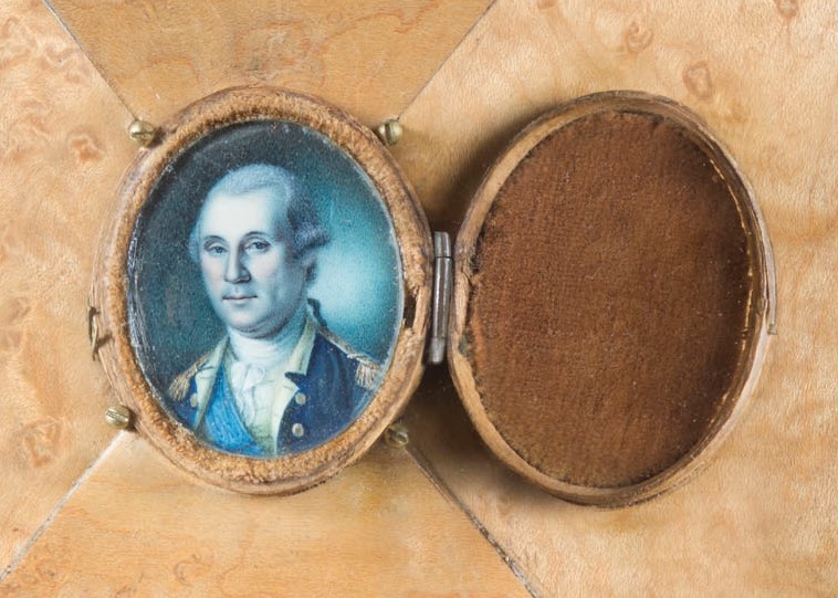 Framed portrait miniature of George Washington